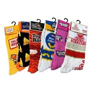 Odd Sox Novelty Crazy Socks Noodles Hot Dogs Pizza Mac Cheese Mens Sz 6-12 Crew